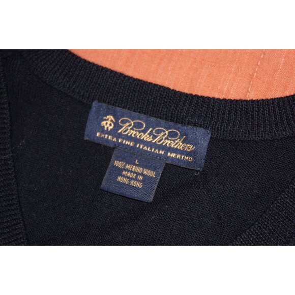 Brooks Brothers Mens Argyle Sleeveless Sweater Vest L 100% Merino Wool Blue - Picture 6 of 8